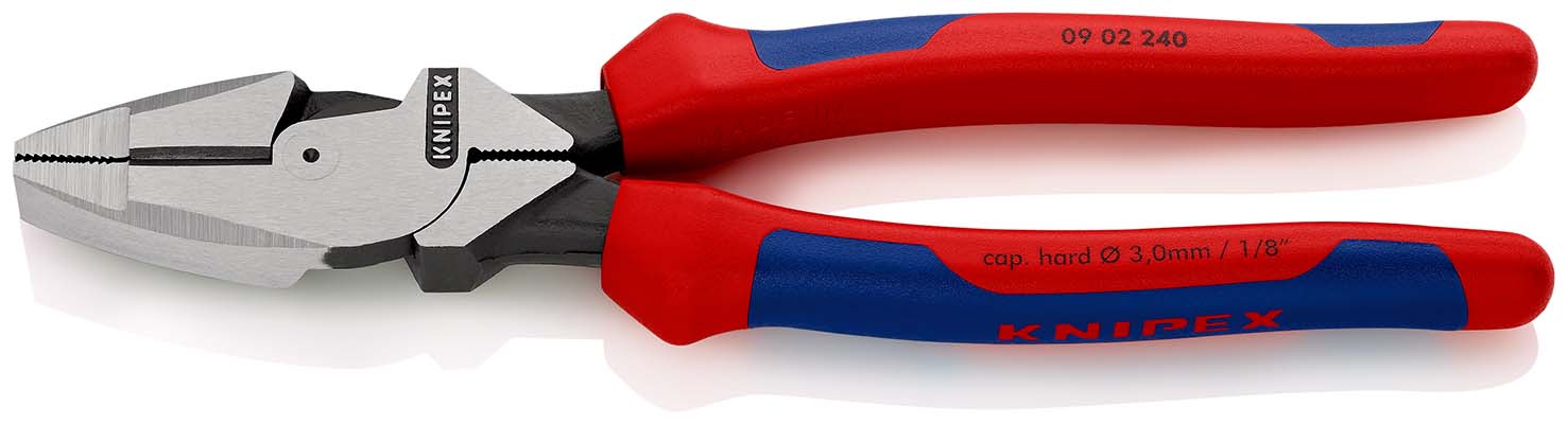 KNIPEX 09 02 240 Kraft-Kombizange "Lineman's Pliers" amerikanisches Modell 240 mm schwarz atramentiert mit Mehrkomponenten-Hüllen poliert Produktbild img1 L