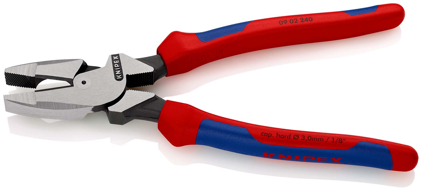 KNIPEX 09 02 240 Kraft-Kombizange "Lineman's Pliers" amerikanisches Modell 240 mm schwarz atramentiert mit Mehrkomponenten-Hüllen poliert Produktbild img2 L