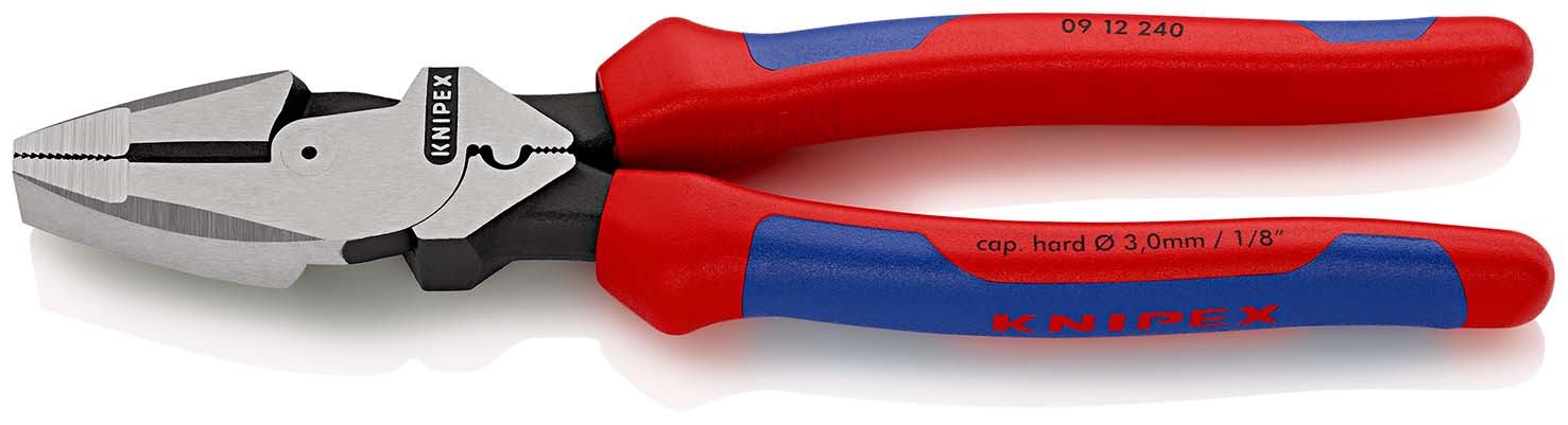 KNIPEX 09 12 240 Kraft-Kombizange "Lineman's Pliers" amerikanisches Modell 240 mm schwarz atramentiert mit Mehrkomponenten-Hüllen poliert Produktbild img1 L