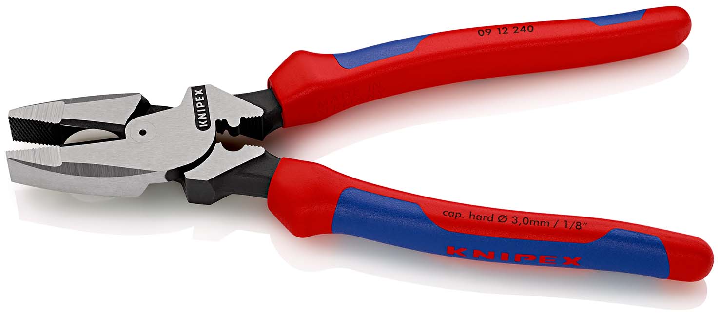 KNIPEX 09 12 240 Kraft-Kombizange "Lineman's Pliers" amerikanisches Modell 240 mm schwarz atramentiert mit Mehrkomponenten-Hüllen poliert Produktbild img2 L