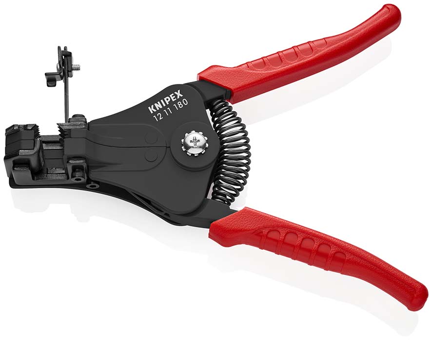 KNIPEX 12 11 180 Abisolierzange mit Formmessern 180 mm schwarz lackiert mit Kunststoff-Griffhüllen Produktbild img1 L