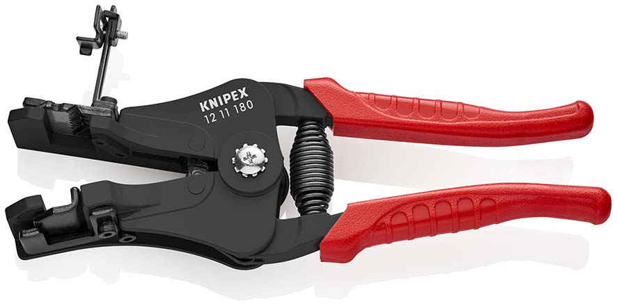KNIPEX 12 11 180 Abisolierzange mit Formmessern 180 mm schwarz lackiert mit Kunststoff-Griffhüllen Produktbild img2 L