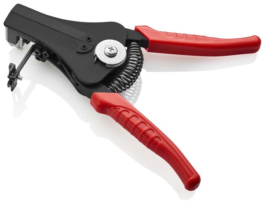 KNIPEX 12 11 180 Abisolierzange mit Formmessern 180 mm schwarz lackiert mit Kunststoff-Griffhüllen Produktbild img3 L