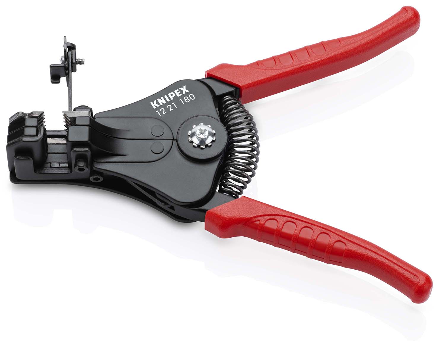 KNIPEX 12 21 180 Abisolierzange mit Formmessern 180 mm schwarz lackiert mit Kunststoff-Griffhüllen Produktbild img1 L