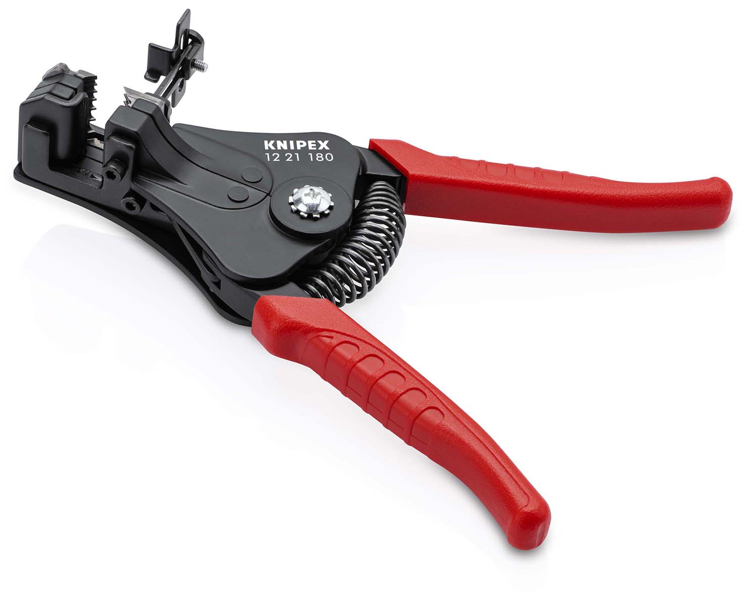 KNIPEX 12 21 180 Abisolierzange mit Formmessern 180 mm schwarz lackiert mit Kunststoff-Griffhüllen Produktbild img4 L