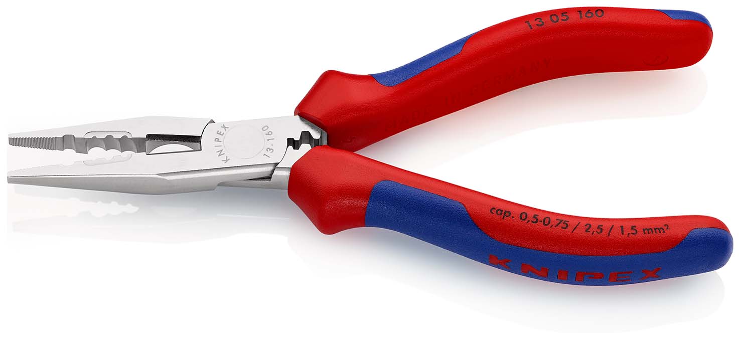 KNIPEX 13 05 160 Verdrahtungszange 160 mm verchromt mit Mehrkomponenten-Hüllen Produktbild img2 L
