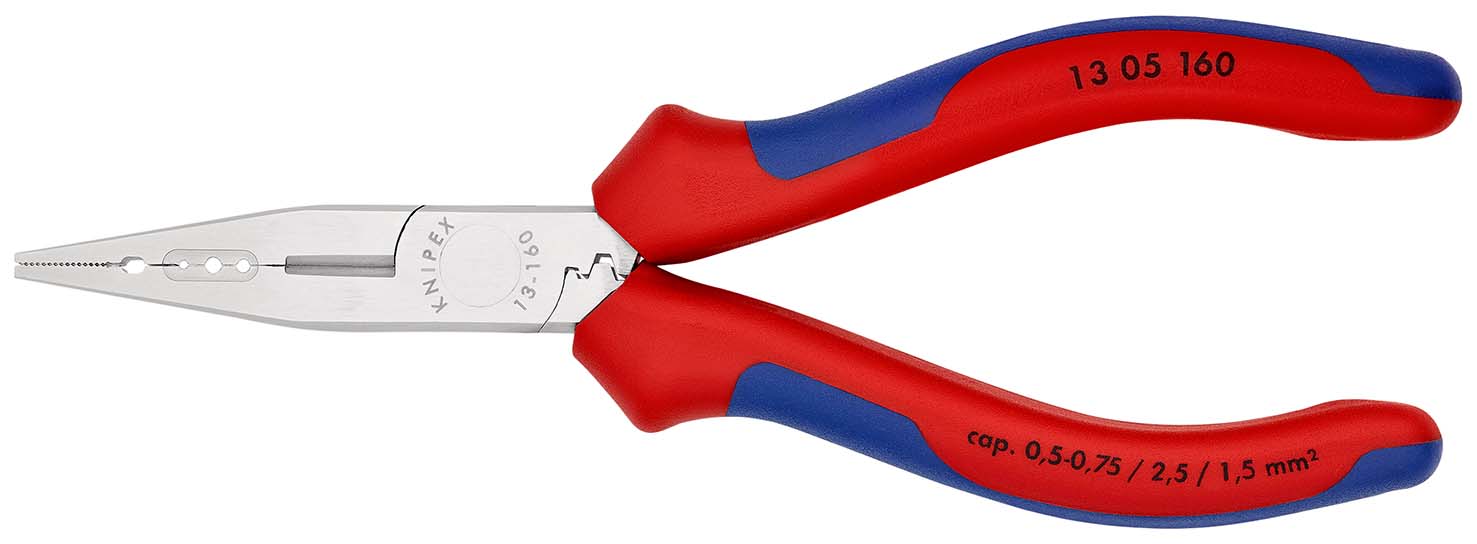 KNIPEX 13 05 160 Verdrahtungszange 160 mm verchromt mit Mehrkomponenten-Hüllen Produktbild img1 L