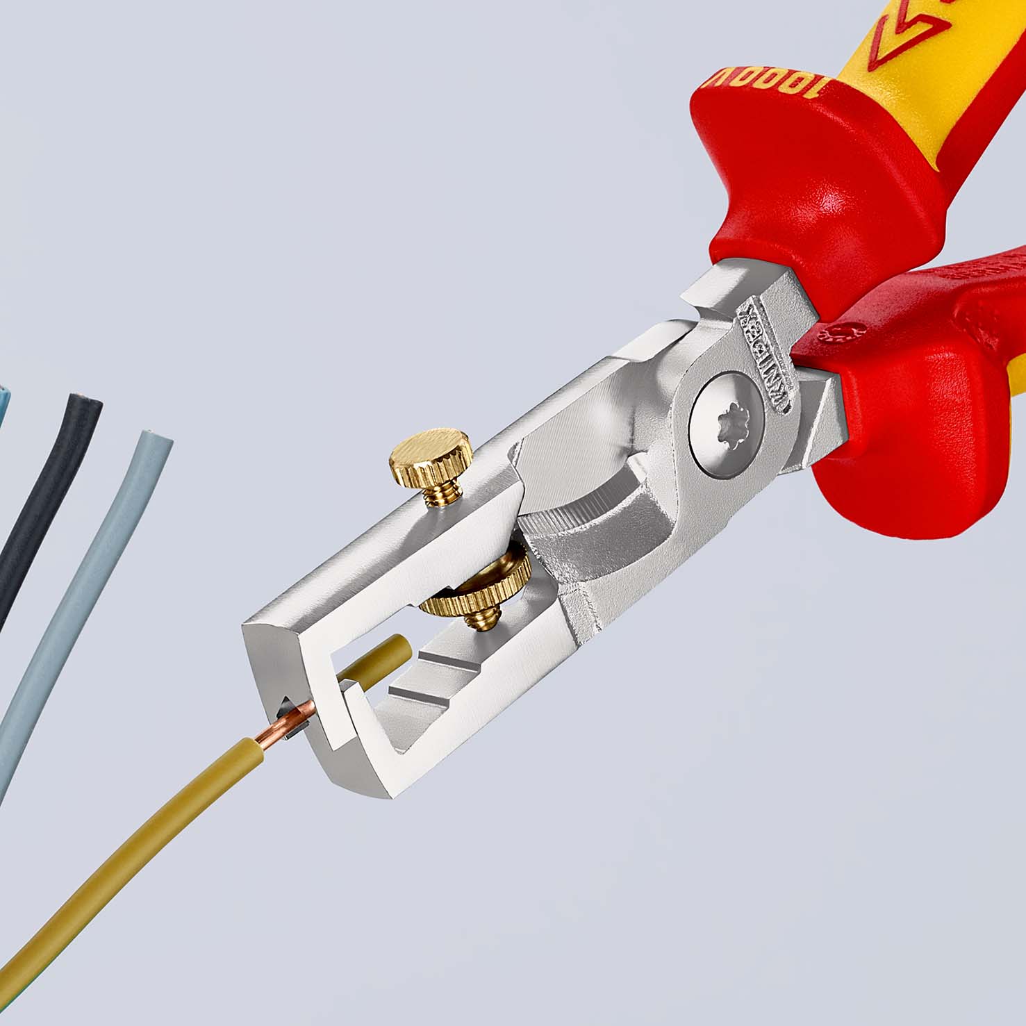 KNIPEX 13 66 180 StriX® Abisolierzangen mit Kabelschere 180 mm verchromt isoliert mit Mehrkomponenten-Hüllen, VDE-geprüft Produktbild img5 L