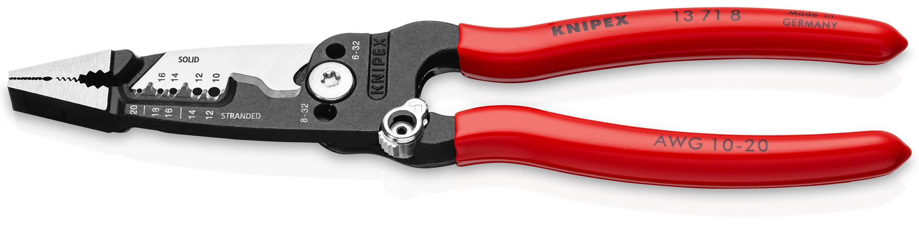 KNIPEX 13 71 8 WireStripper Multifunktions-Elektrikerzangen amerikanisches Modell 200 mm schwarz atramentiert mit Kunststoff überzogen poliert Produktbild img1 L