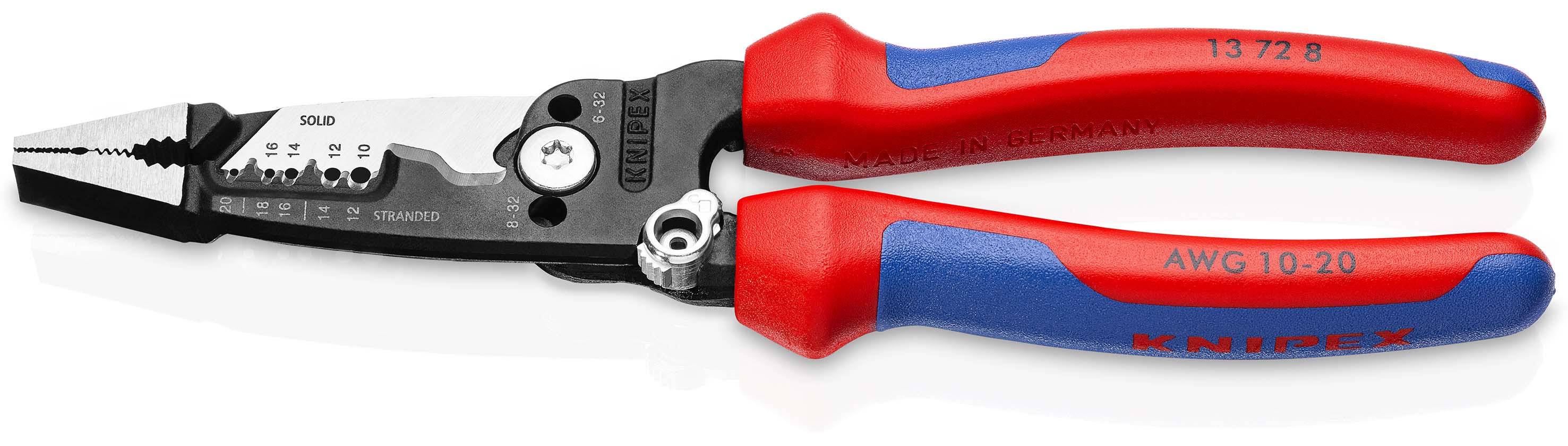 KNIPEX 13 72 8 WireStripper Multifunktions-Elektrikerzangen amerikanisches Modell 200 mm schwarz atramentiert mit Mehrkomponenten-Hüllen poliert Produktbild img1 L