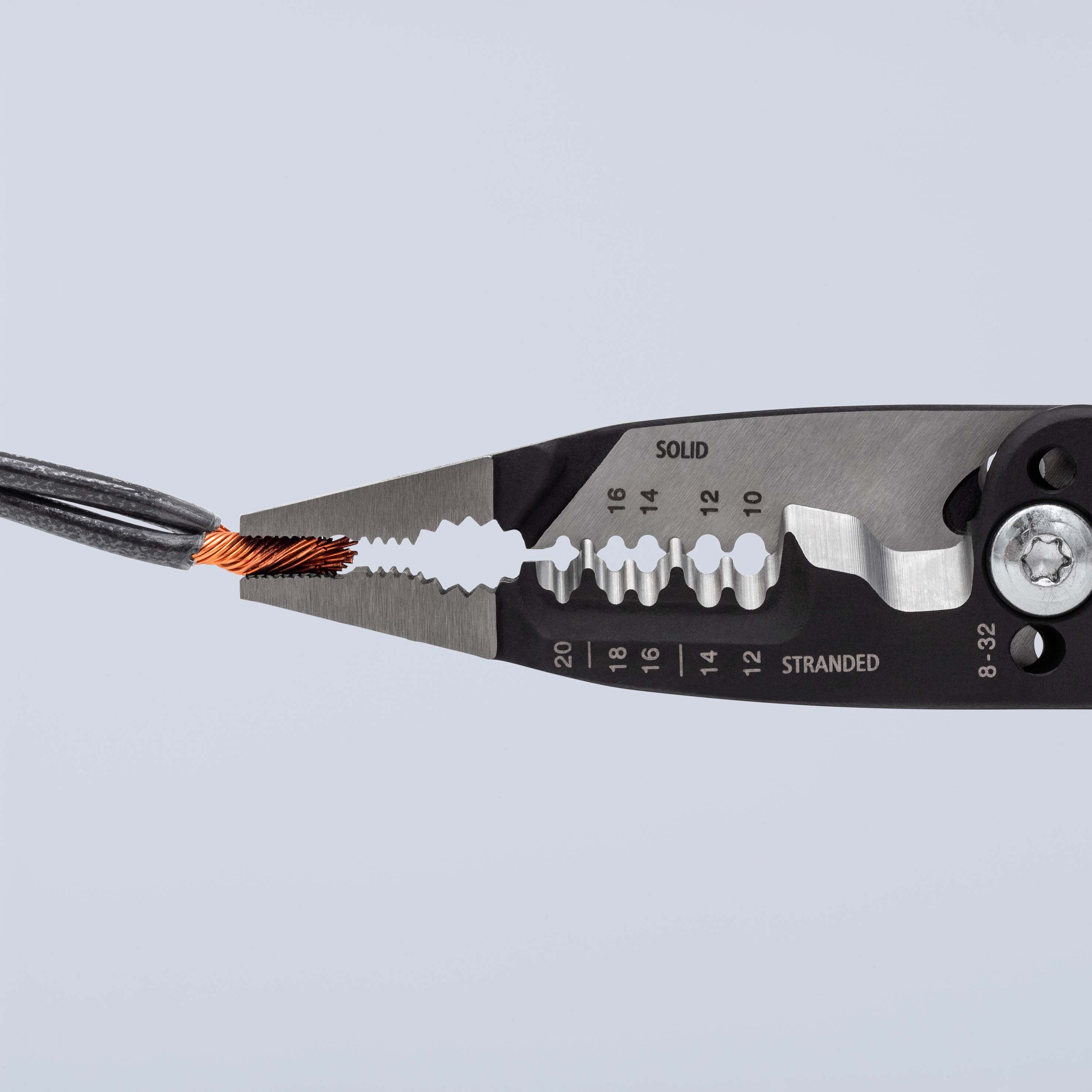 KNIPEX 13 72 8 WireStripper Multifunktions-Elektrikerzangen amerikanisches Modell 200 mm schwarz atramentiert mit Mehrkomponenten-Hüllen poliert Produktbild img12 L