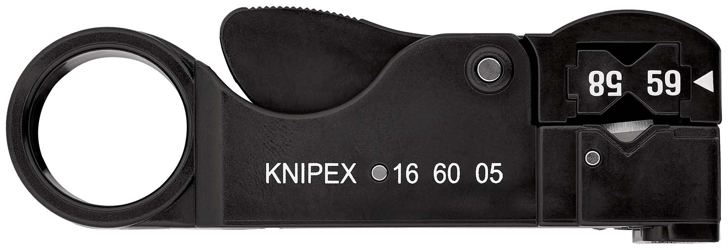 KNIPEX 16 60 05 SB Abisolierwerkzeug für Koaxialkabel 105 mm Produktbild img1 L
