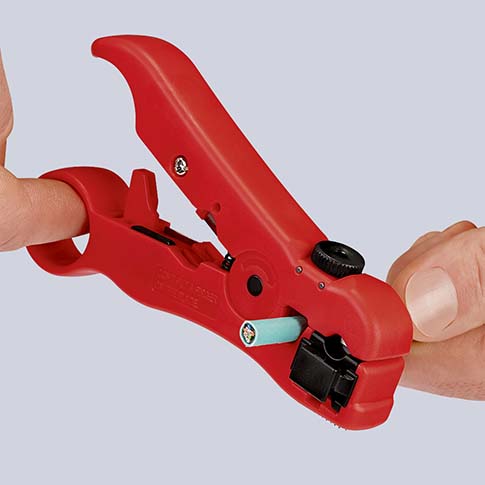 KNIPEX 16 60 06 SB Abisolierwerkzeug für Koaxial- und Datenkabel 125 mm Produktbild img3 L