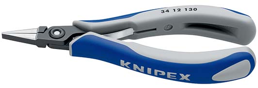 KNIPEX 34 12 130 Präzisions-Elektronik-Greifzange 135 mm brüniert mit Mehrkomponenten-Hüllen poliert Produktbild img1 L
