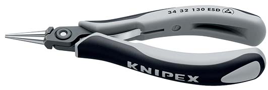 KNIPEX 34 32 130 ESD Präzisions-Elektronik-Greifzange ESD 135 mm brüniert mit Mehrkomponenten-Hüllen poliert Produktbild img1 L