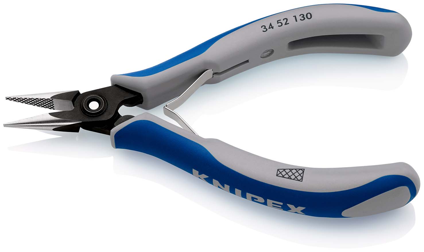KNIPEX 34 52 130 Präzisions-Elektronik-Greifzange 130 mm brüniert mit Mehrkomponenten-Hüllen poliert Produktbild img2 L