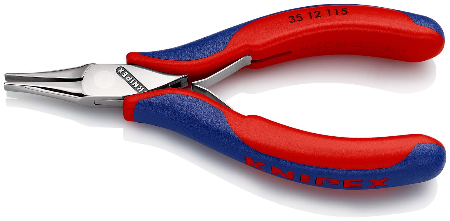 KNIPEX 35 12 115 Elektronik-Greifzange mit durchgestecktem Gelenk 115 mm mit Mehrkomponenten-Hüllen spiegelpoliert Produktbild img2 L