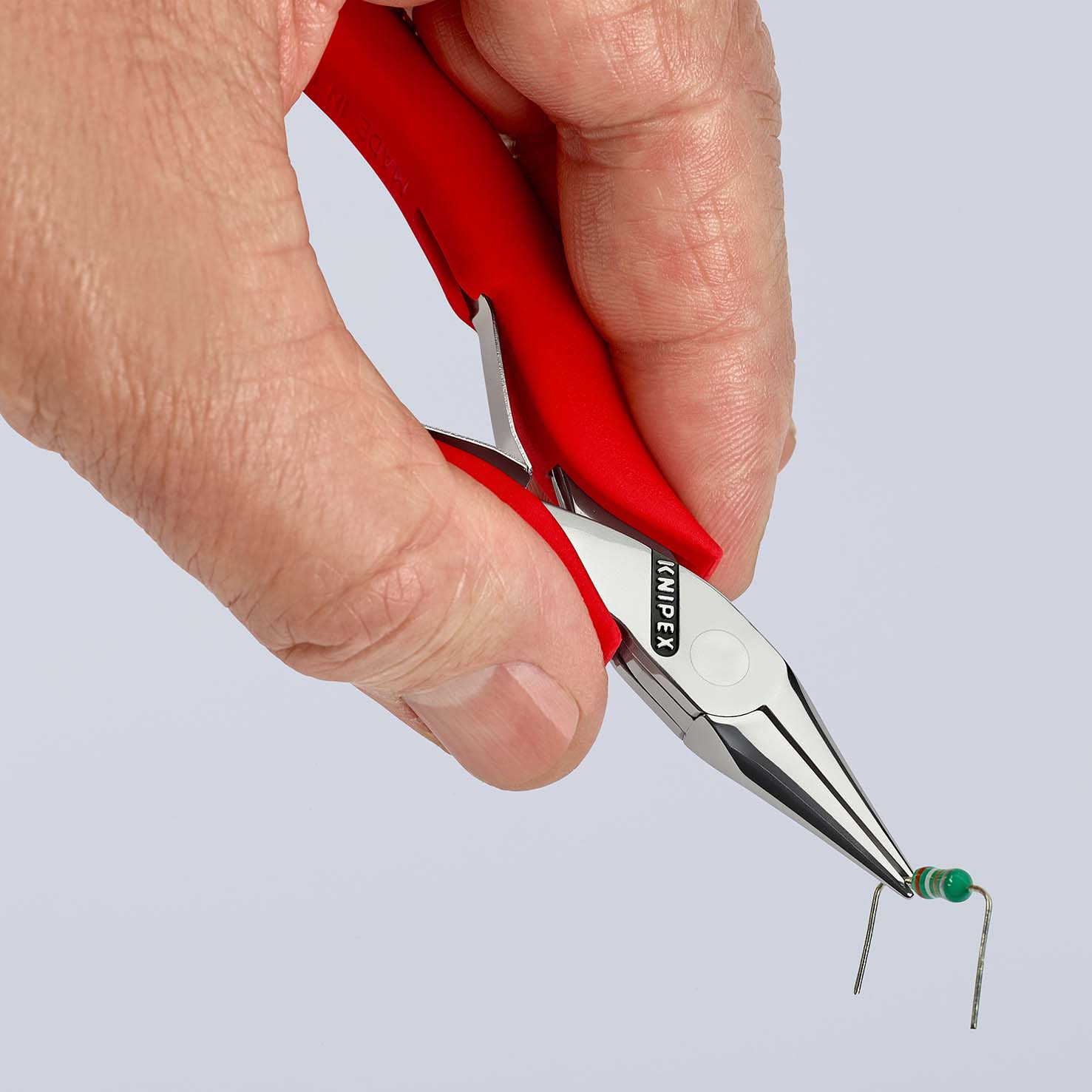 KNIPEX 35 21 115 Elektronik-Greifzange mit durchgestecktem Gelenk 115 mm mit rutschhemmendem Kunststoff überzogen spiegelpoliert Produktbild img3 L