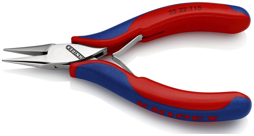 KNIPEX 35 22 115 Elektronik-Greifzange mit durchgestecktem Gelenk 115 mm mit Mehrkomponenten-Hüllen spiegelpoliert Produktbild img2 L