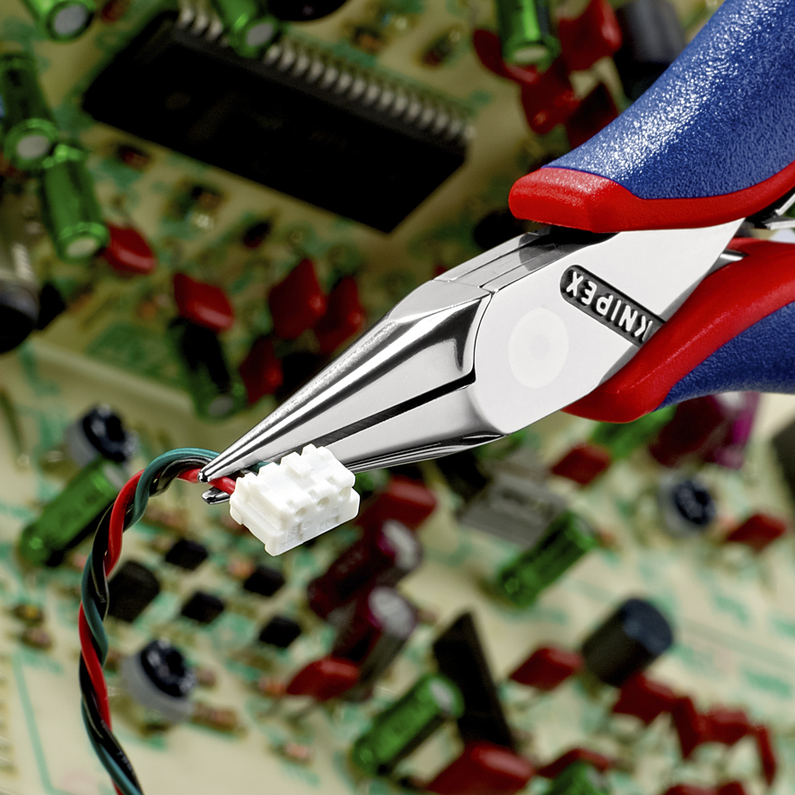 KNIPEX 35 22 115 Elektronik-Greifzange mit durchgestecktem Gelenk 115 mm mit Mehrkomponenten-Hüllen spiegelpoliert Produktbild img4 L