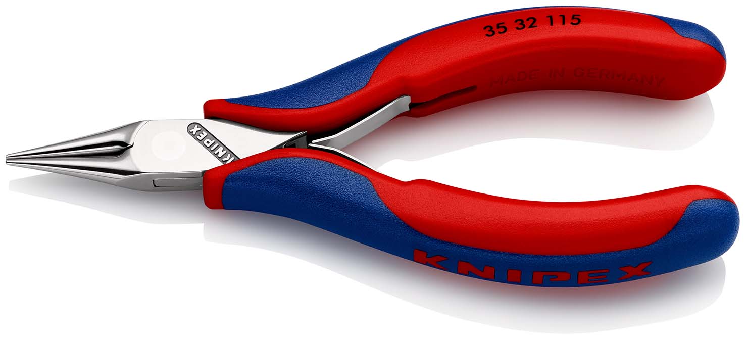 KNIPEX 35 32 115 Elektronik-Greifzange mit durchgestecktem Gelenk 115 mm mit Mehrkomponenten-Hüllen spiegelpoliert Produktbild img1 L
