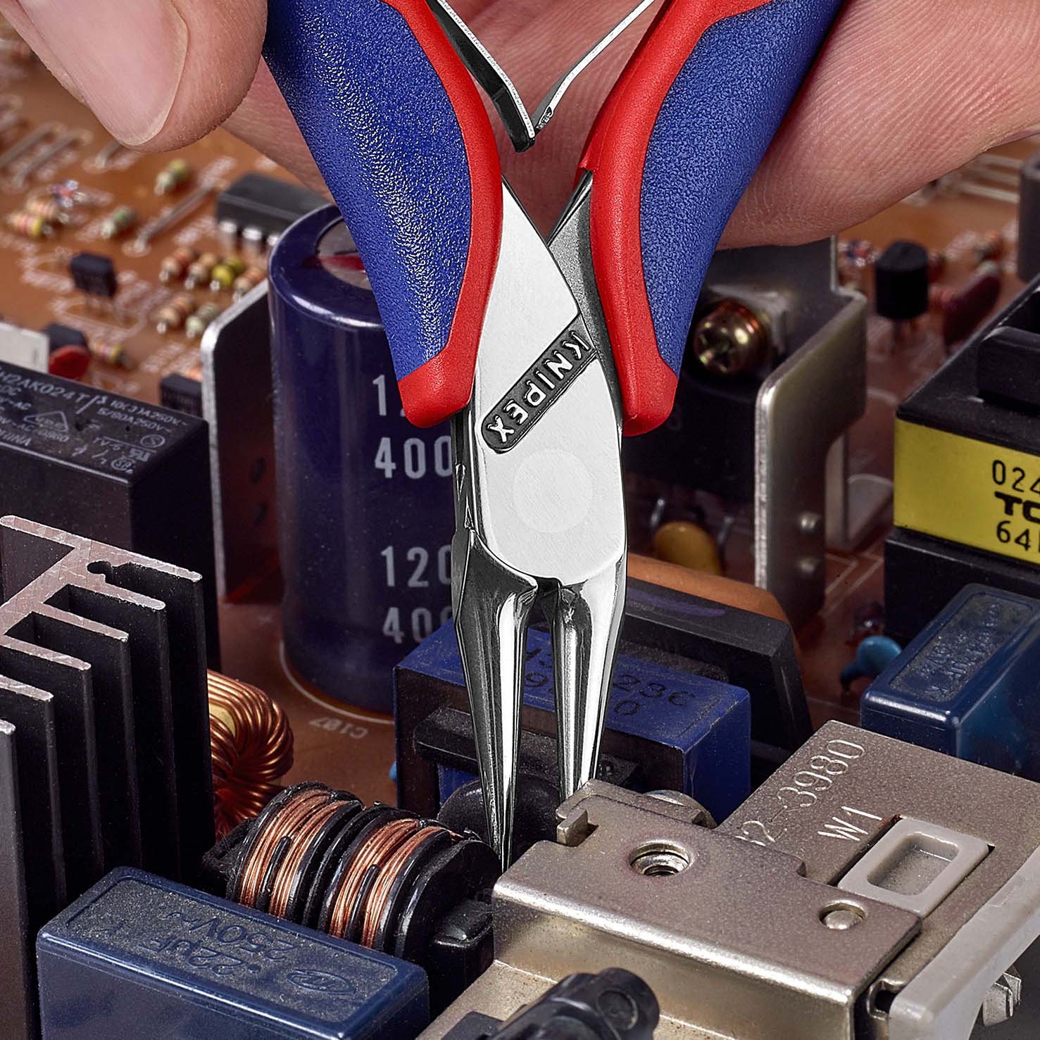 KNIPEX 35 32 115 Elektronik-Greifzange mit durchgestecktem Gelenk 115 mm mit Mehrkomponenten-Hüllen spiegelpoliert Produktbild img7 L