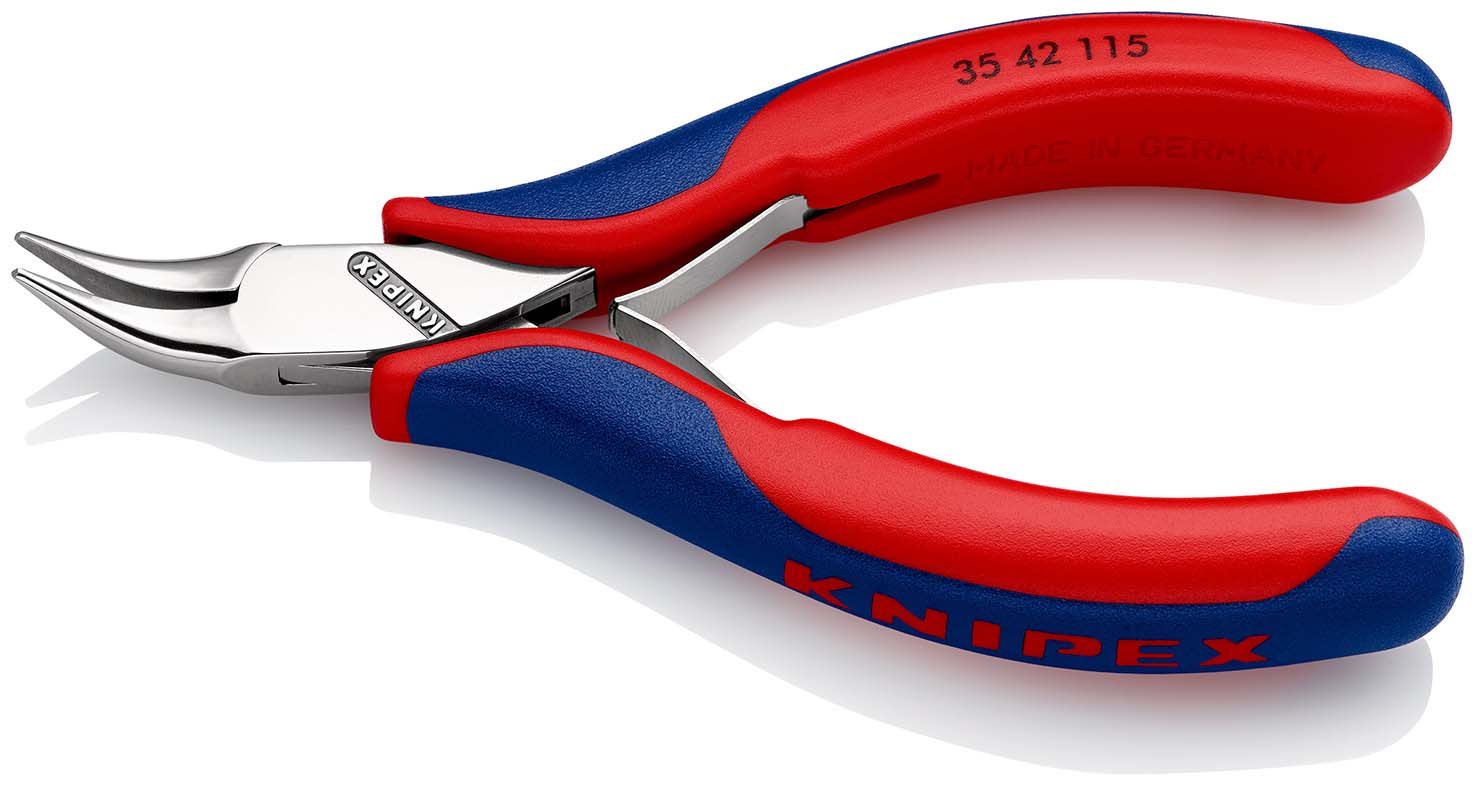 KNIPEX 35 42 115 Elektronik-Greifzange mit durchgestecktem Gelenk 115 mm mit Mehrkomponenten-Hüllen spiegelpoliert Produktbild img2 L