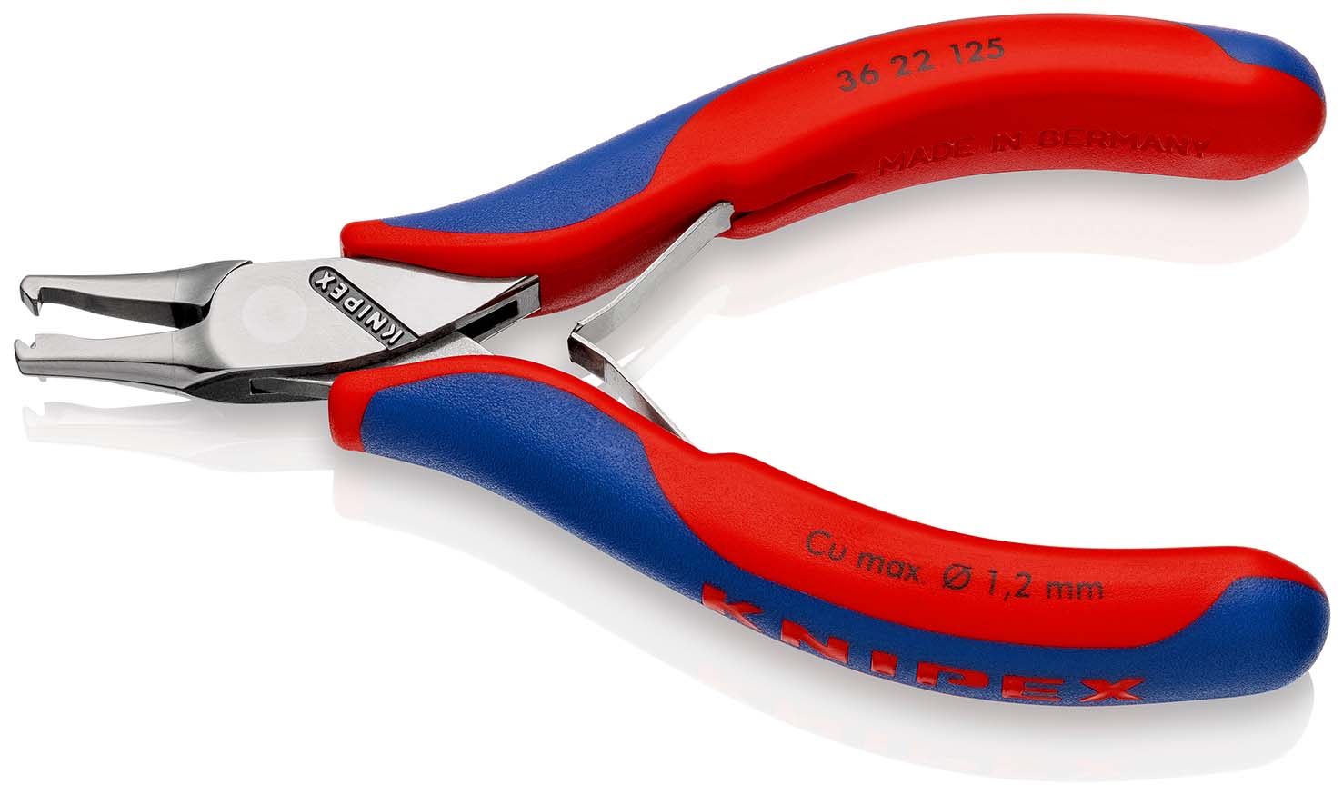 KNIPEX 36 22 125 Elektronik-Bestückungszange 125 mm mit Mehrkomponenten-Hüllen spiegelpoliert Produktbild img2 L