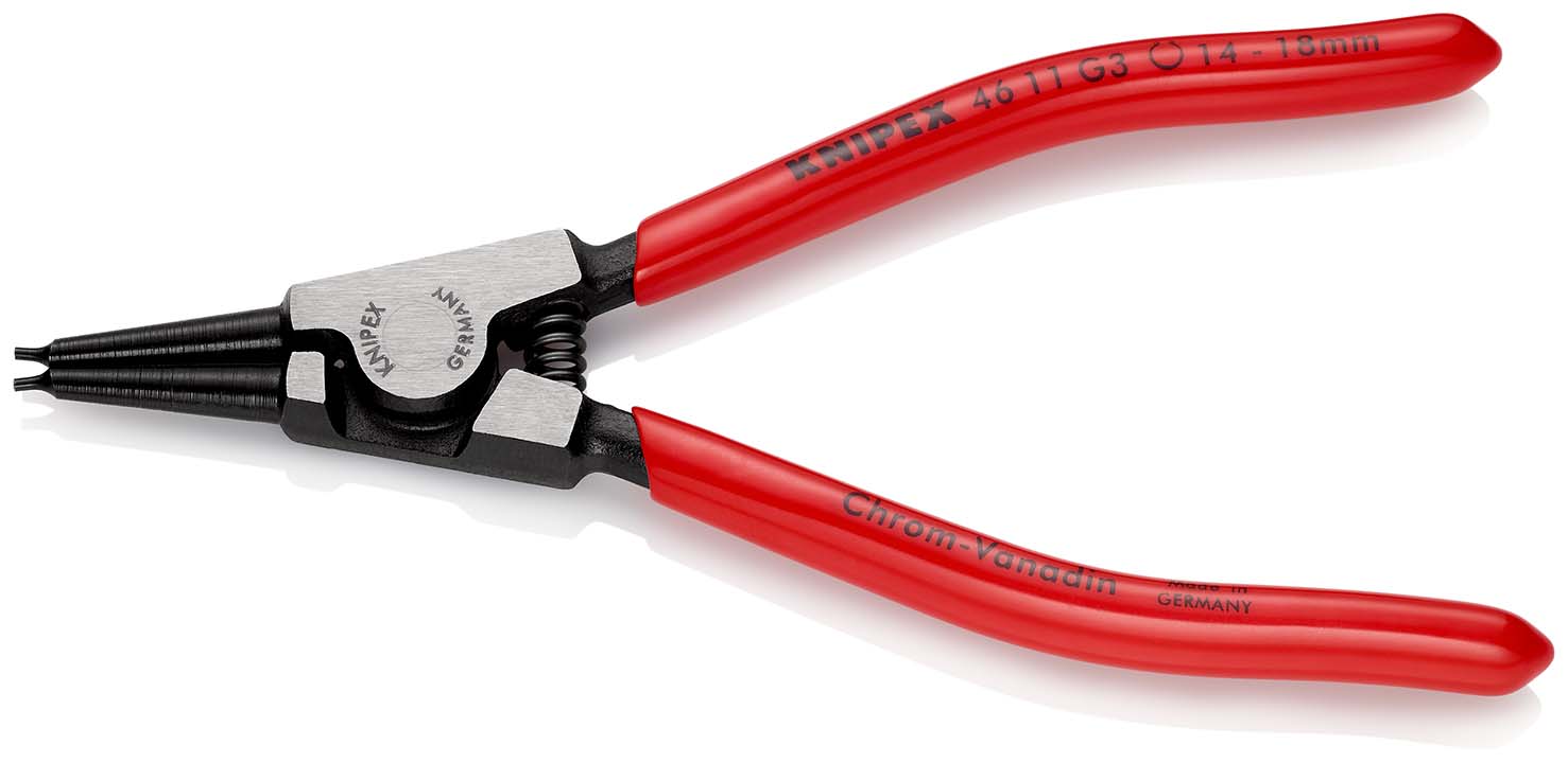 KNIPEX 46 11 G3 Sicherungsringzange für Greifringe auf Wellen 140 mm schwarz atramentiert mit Kunststoff überzogen poliert Produktbild img1 L