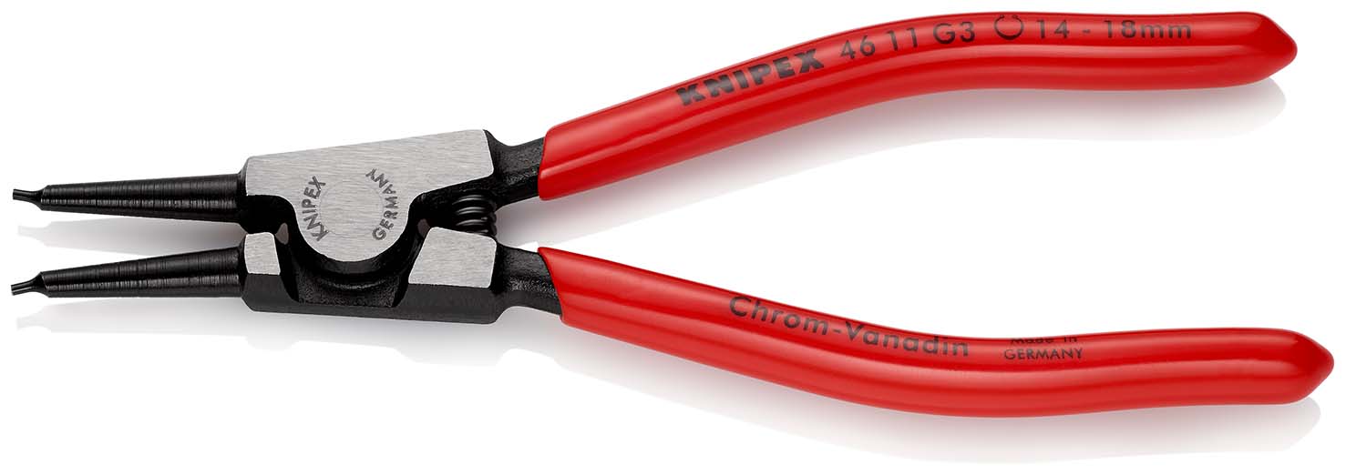 KNIPEX 46 11 G3 Sicherungsringzange für Greifringe auf Wellen 140 mm schwarz atramentiert mit Kunststoff überzogen poliert Produktbild img2 L