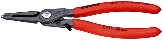 KNIPEX 48 31 J2 Präzisions-Sicherungsringzange für Innenringe in Bohrungen mit Überdehnungsschutz 180 mm grau atramentiert mit rutschhemmendem Kunststoff überzogen Produktbild img1 L