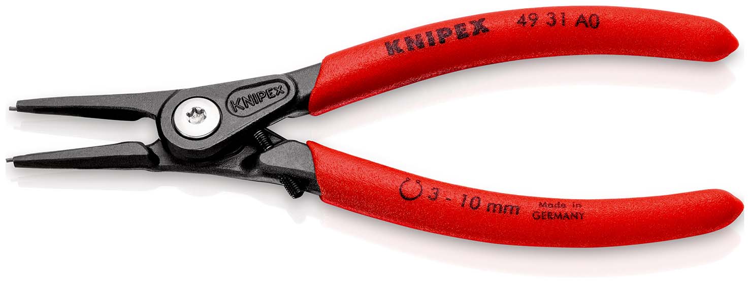 KNIPEX 49 31 A0 Präzisions-Sicherungsringzange für Außenringe auf Wellen mit Überdehnungsschutz 140 mm grau atramentiert mit rutschhemmendem Kunststoff überzogen Produktbild img2 L