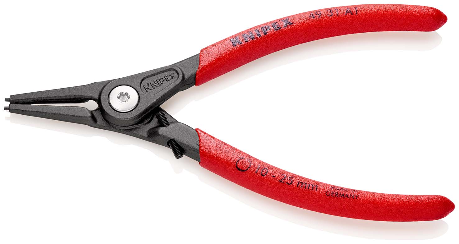KNIPEX 49 31 A1 Präzisions-Sicherungsringzange für Außenringe auf Wellen mit Überdehnungsschutz 140 mm grau atramentiert mit rutschhemmendem Kunststoff überzogen Produktbild img1 L