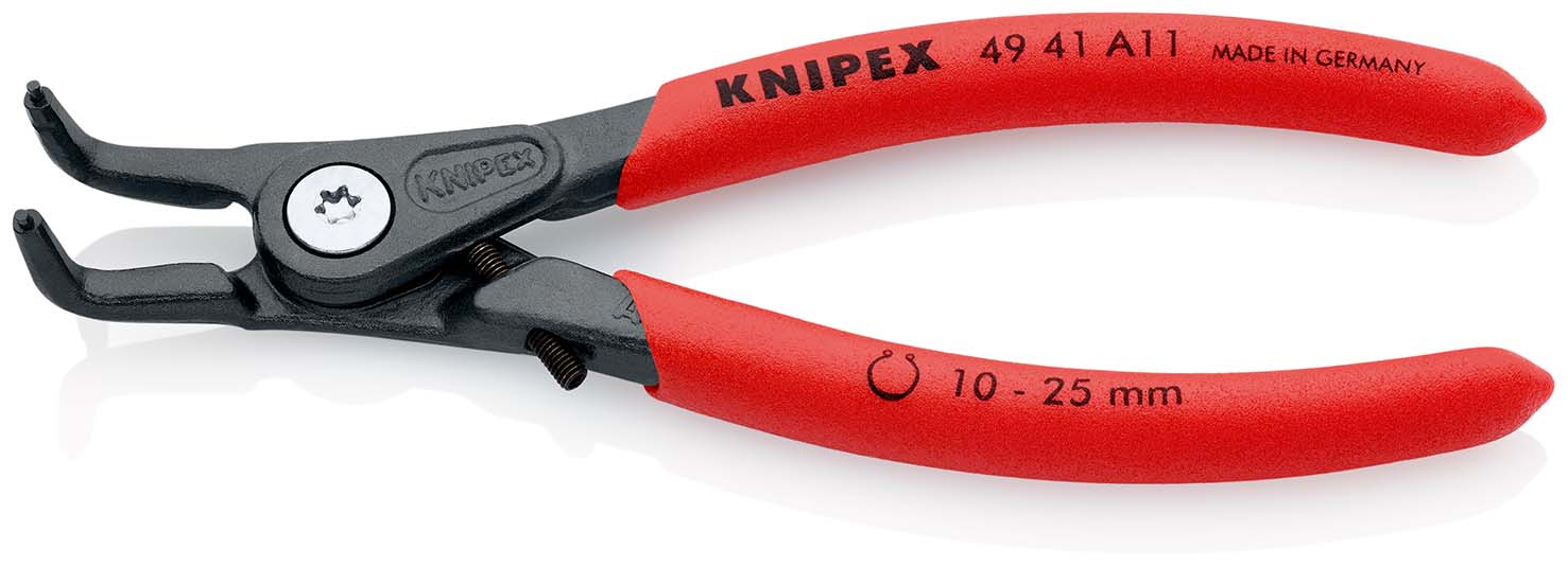 KNIPEX 49 41 A11 Präzisions-Sicherungsringzange für Außenringe auf Wellen 130 mm grau atramentiert mit rutschhemmendem Kunststoff überzogen Produktbild img2 L