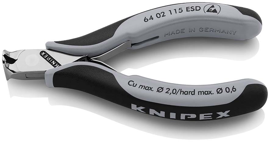 KNIPEX 64 02 115 ESD Elektronik-Vornschneider ESD 115 mm mit Mehrkomponenten-Hüllen spiegelpoliert Produktbild img1 L
