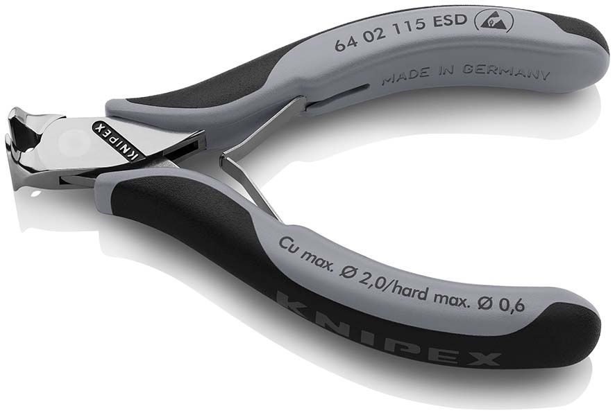KNIPEX 64 02 115 ESD Elektronik-Vornschneider ESD 115 mm mit Mehrkomponenten-Hüllen spiegelpoliert Produktbild img2 L