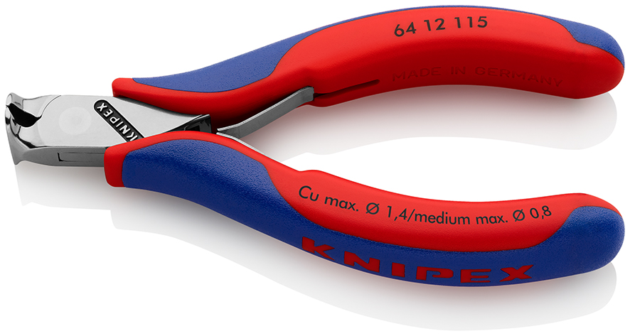 KNIPEX 64 12 115 Elektronik-Vornschneider 115 mm mit Mehrkomponenten-Hüllen spiegelpoliert Produktbild img1 L