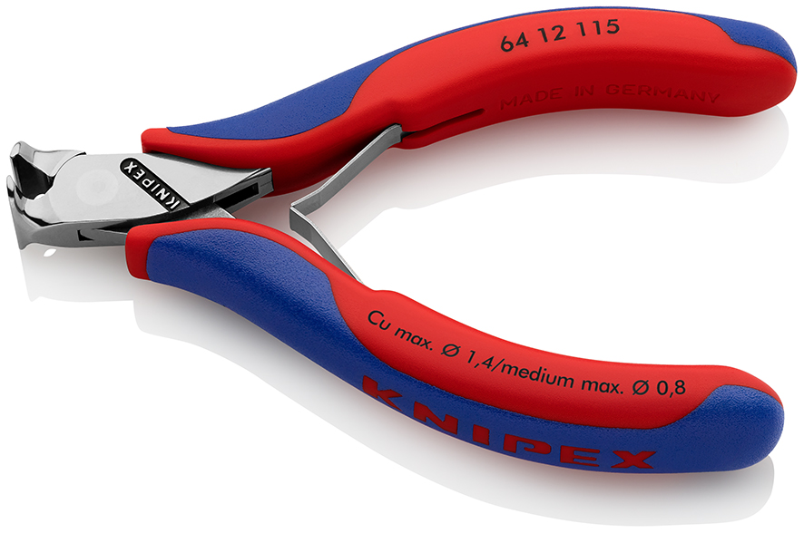 KNIPEX 64 12 115 Elektronik-Vornschneider 115 mm mit Mehrkomponenten-Hüllen spiegelpoliert Produktbild img2 L