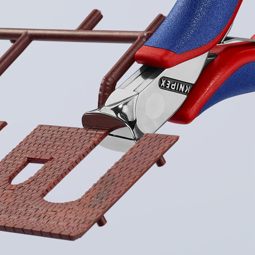 KNIPEX 64 12 115 Elektronik-Vornschneider 115 mm mit Mehrkomponenten-Hüllen spiegelpoliert Produktbild img3 L