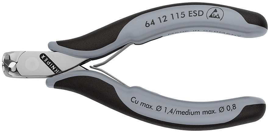 KNIPEX 64 12 115 ESD Elektronik-Vornschneider ESD 115 mm mit Mehrkomponenten-Hüllen spiegelpoliert Produktbild img1 L