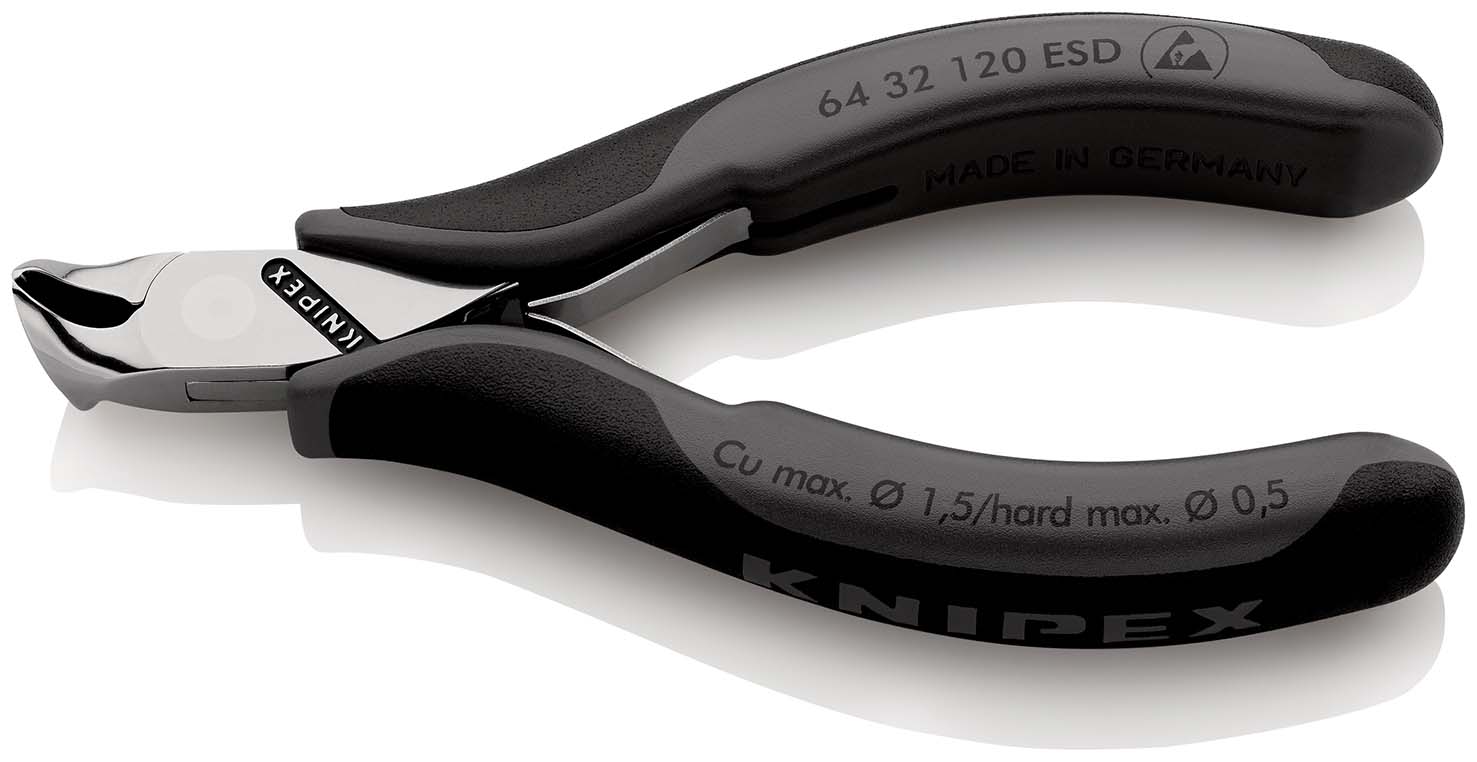 KNIPEX 64 32 120 ESD Elektronik-Vornschneider ESD 120 mm mit Mehrkomponenten-Hüllen spiegelpoliert Produktbild img1 L