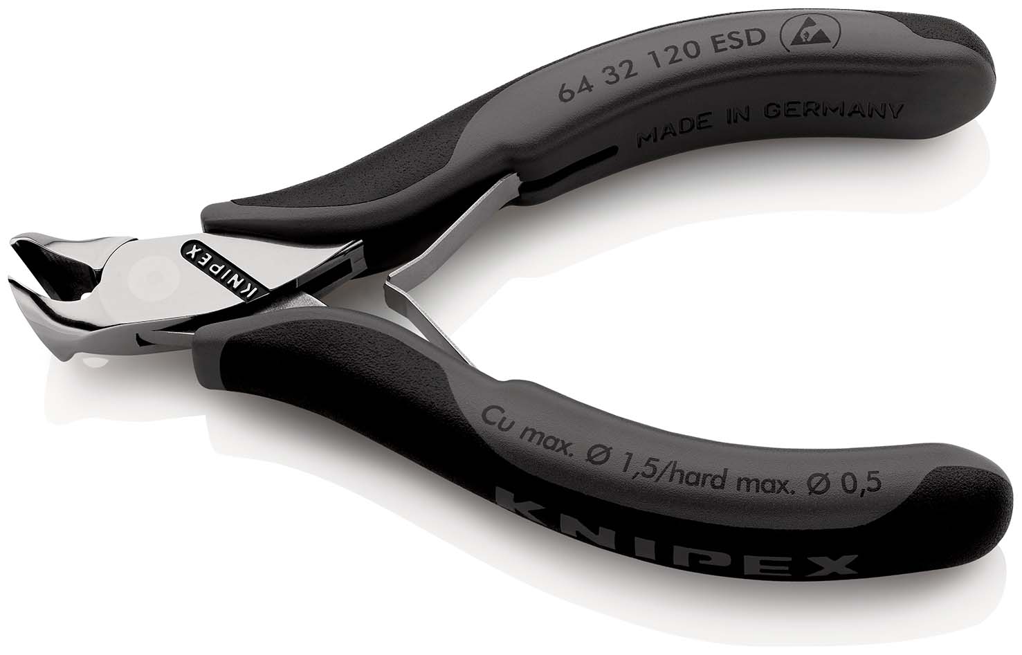 KNIPEX 64 32 120 ESD Elektronik-Vornschneider ESD 120 mm mit Mehrkomponenten-Hüllen spiegelpoliert Produktbild img2 L