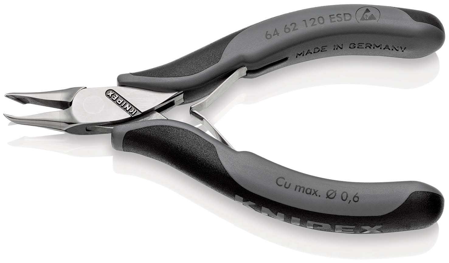 KNIPEX 64 62 120 ESD Elektronik-Vornschneider ESD 120 mm mit Mehrkomponenten-Hüllen spiegelpoliert Produktbild img2 L