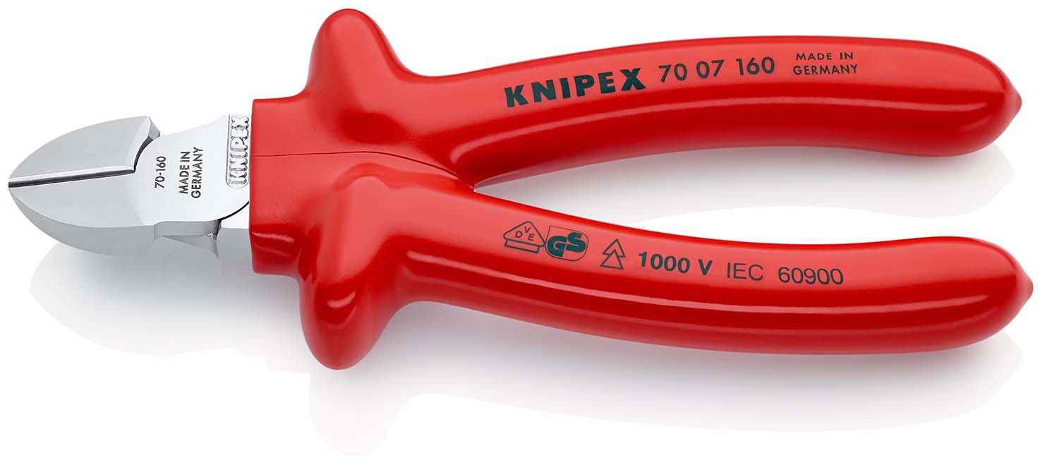 KNIPEX 70 07 160 Seitenschneider 160 mm verchromt tauchisoliert, VDE-geprüft Produktbild img1 L