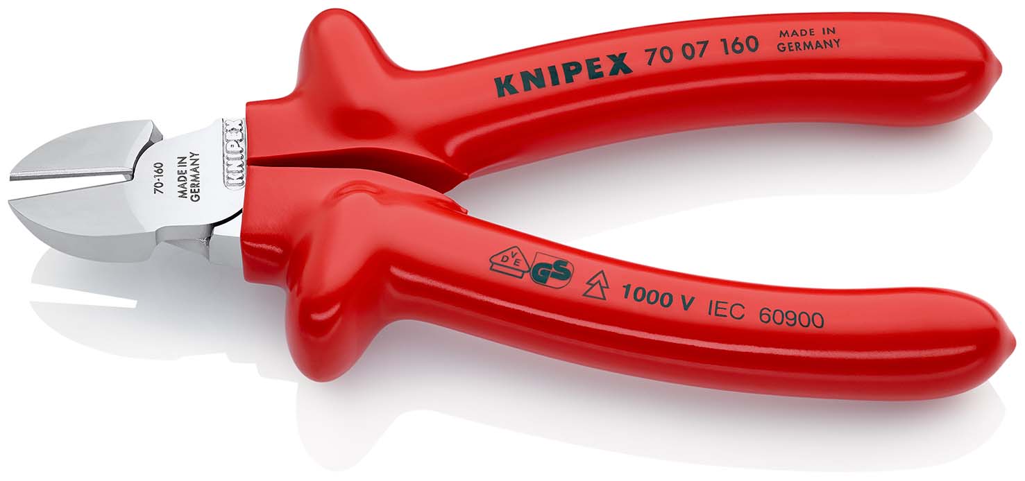 KNIPEX 70 07 160 Seitenschneider 160 mm verchromt tauchisoliert, VDE-geprüft Produktbild img2 L