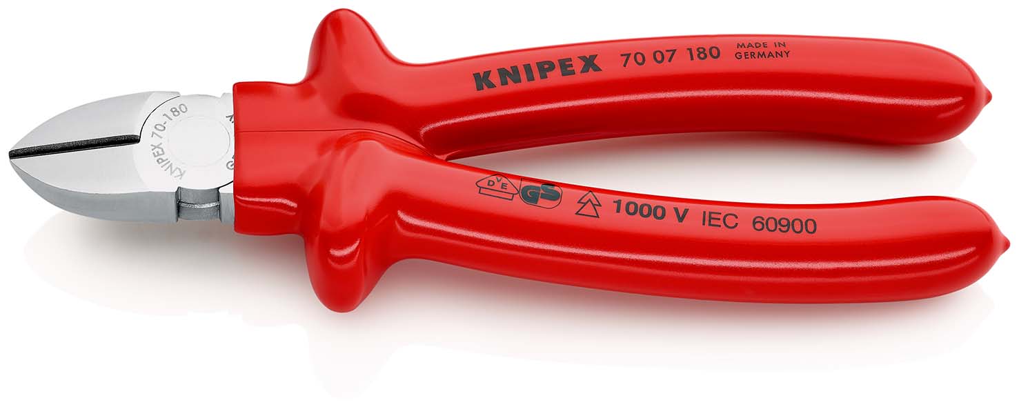 KNIPEX 70 07 180 Seitenschneider 180 mm verchromt tauchisoliert, VDE-geprüft Produktbild img1 L