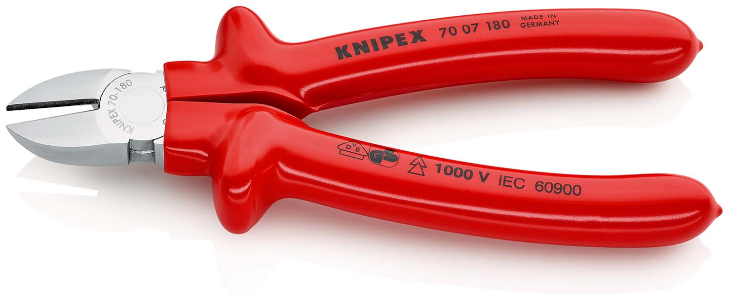 KNIPEX 70 07 180 Seitenschneider 180 mm verchromt tauchisoliert, VDE-geprüft Produktbild img2 L