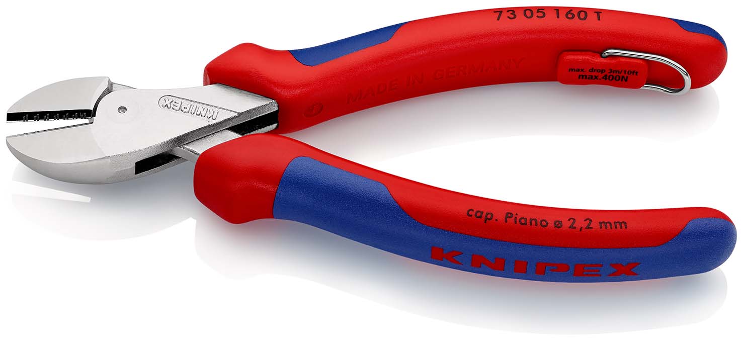 KNIPEX 73 05 160 T X-Cut® Kompakt-Seitenschneider 160 mm verchromt mit Mehrkomponenten-Hüllen, mit integrierter Befestigungsöse zum Anbringen einer Absturzsicherung Produktbild img2 L