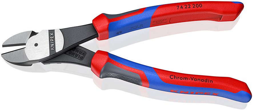 KNIPEX 74 22 200 Kraft-Seitenschneider 200 mm schwarz atramentiert mit Comfort-Griffen poliert Produktbild img2 L