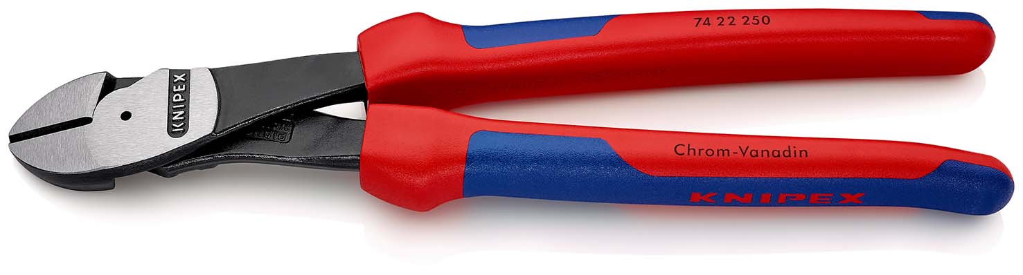 KNIPEX 74 22 250 Kraft-Seitenschneider 250 mm schwarz atramentiert mit Mehrkomponenten-Hüllen poliert Produktbild img1 L